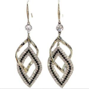 Women's Fashion Black Gold Geometric Dangle Diamond Earrings